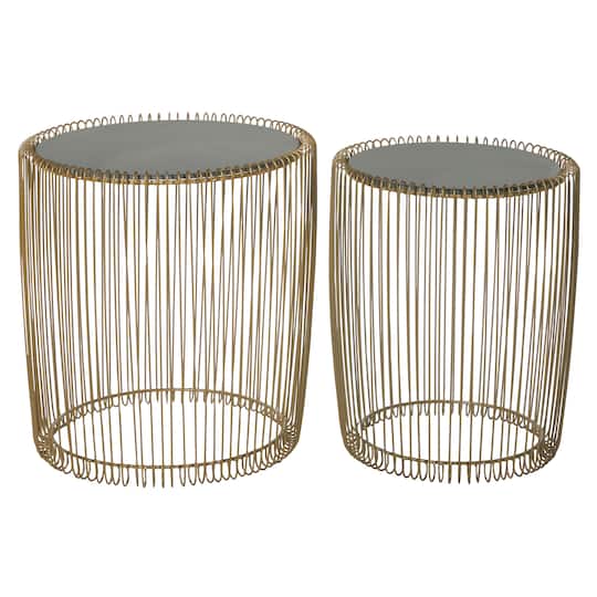 Gold Metal Contemporary Accent Table Set